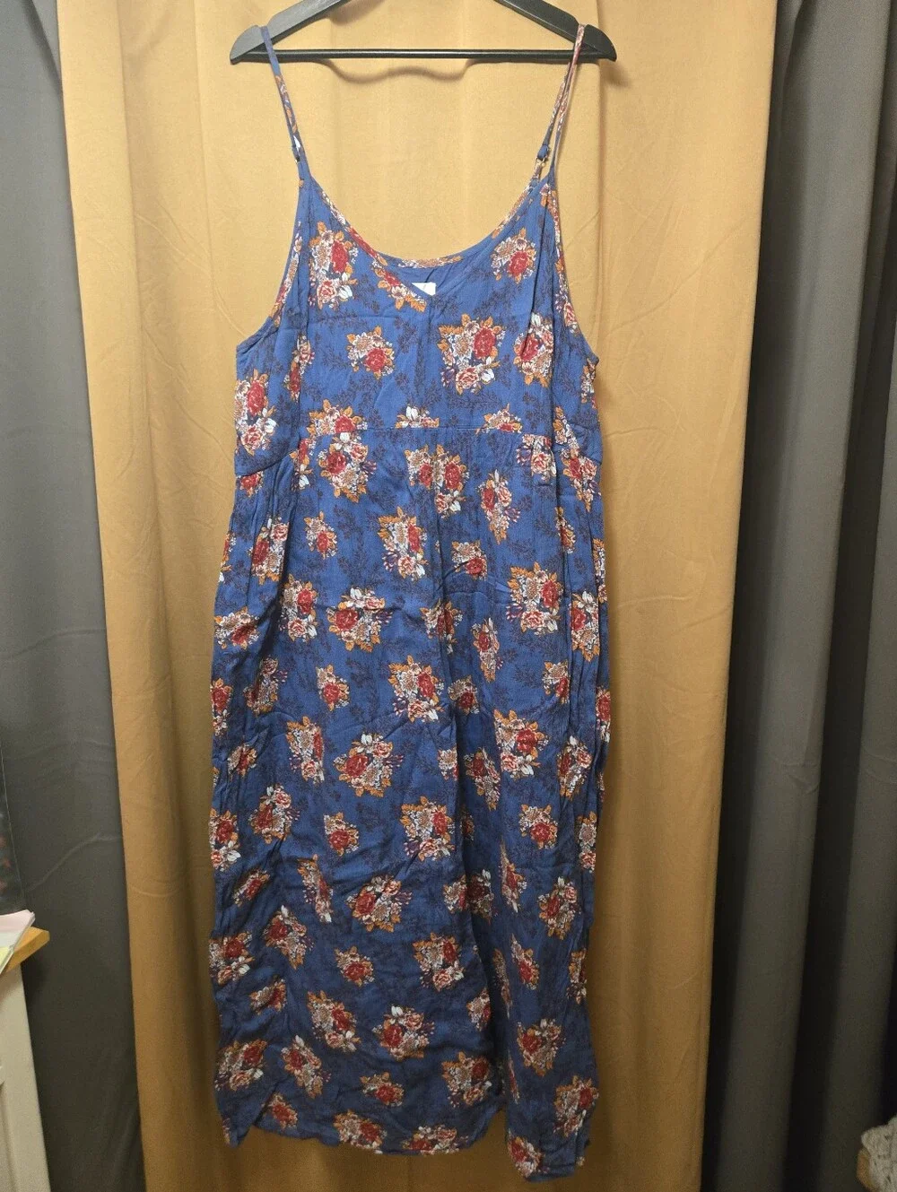 Caslon Blue Floral Spaghetti-Strap Maxi Dress Size 2x